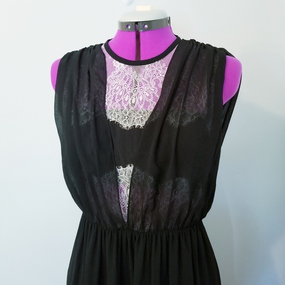Sandro Lace Bodice / Back Tie Coctail Dress - Picture 6 of 11